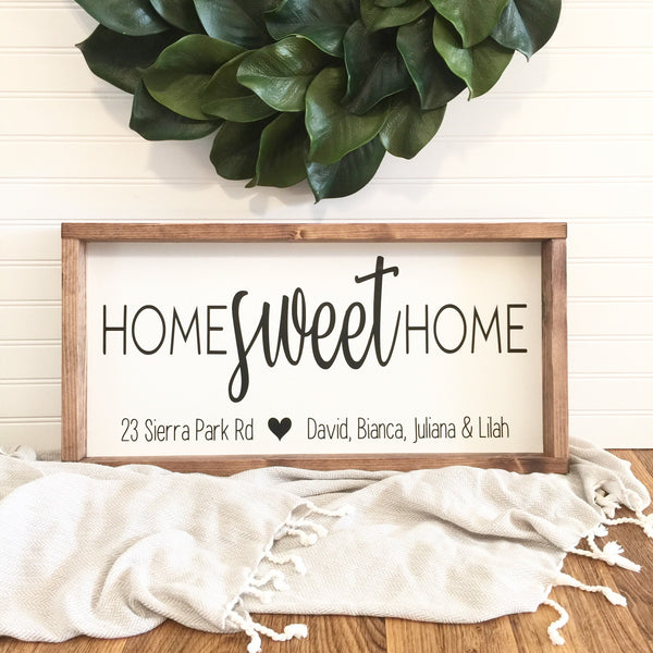 Home Sweet Home Sign, Coordinates, Names & Est Date Homebuyer Closing Gift, New Home, Family Housewarming Gift Wood Farmhouse Sign