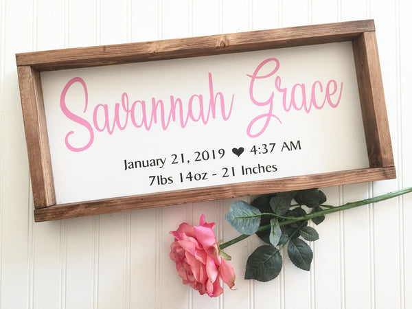 Personalized Birth Stat Sign