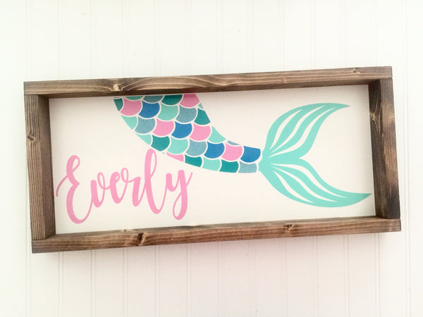 Mermaid Nursery Name Sign