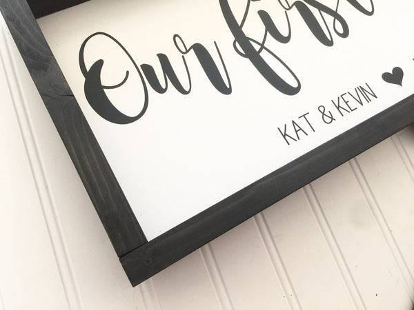 Our First Home Name & Established Date Sign | Homebuyer Real Estate Agent Closing Gift Housewarming | Wood Sign Farmhouse Mantle