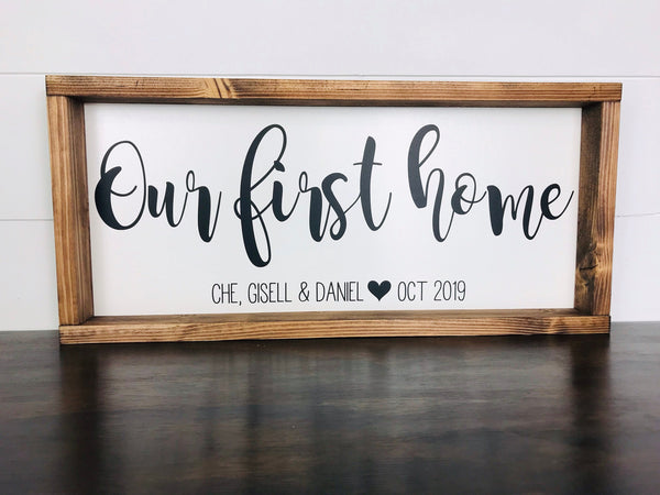Our First Home Sigh with Coordinates, Names & Est Date, Homebuyer Gift, Realtor Closing Gift, Housewarming Gift ideas