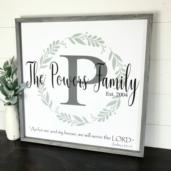 Last Name Wreath Sign, As for me and my house
