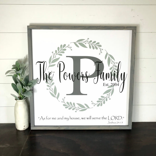 Last Name Wreath Sign, As for me and my house