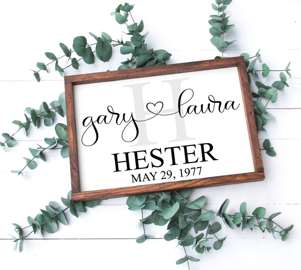 Wedding Gift, Personalized Sign, Bridal shower gift, Custom Name & Established Date, Last Name Initial Sign, Couple Anniversary Gift