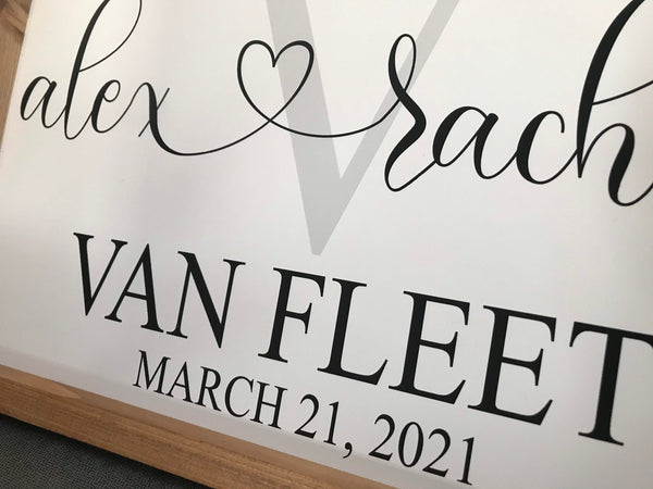 Wedding Gift, Personalized Sign, Bridal shower gift, Custom Name & Established Date, Last Name Initial Sign, Couple Anniversary Gift
