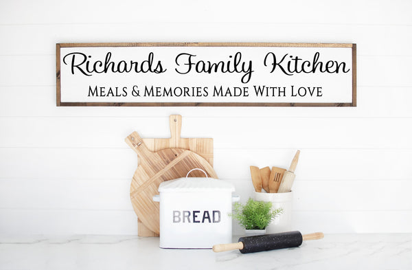 Family Name Kitchen Sign | Meals and Memories Made With Love