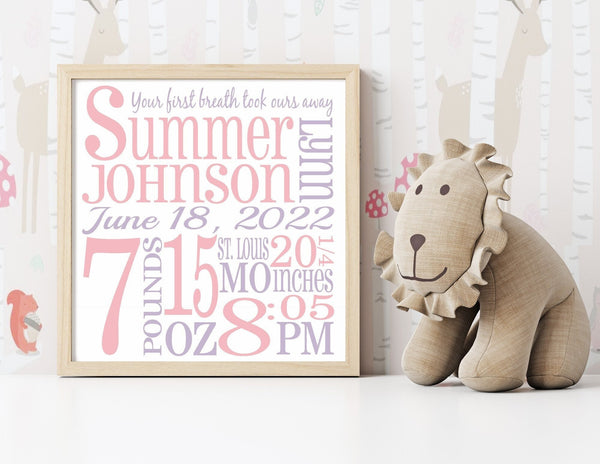 Personalized Birth Stats Print