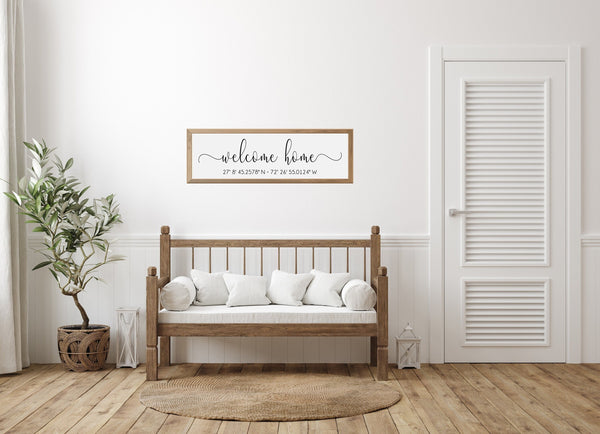 Welcome Home Coordinates Sign