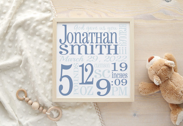 Personalized Birth Stats Print