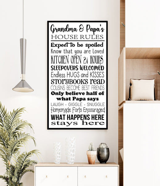 Grandparents House Rules Sign