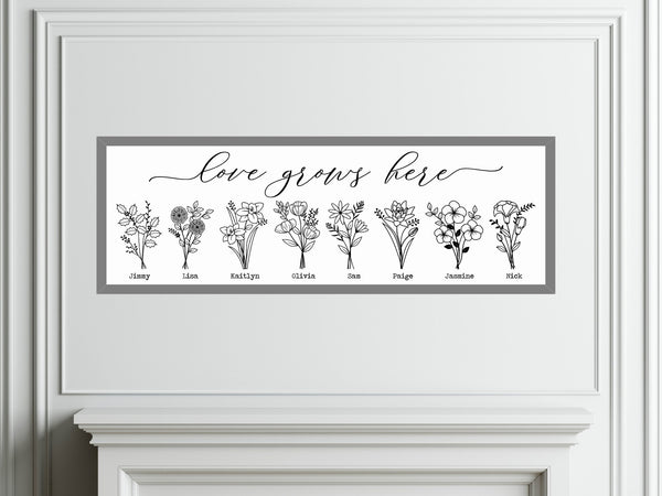 Love Grows Here Birth Month Flowers