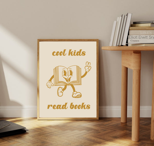Cool Kids Read Books, Retro Playroom Wall Art, Reading Character Print, Trendy Art, Book Lover Gift, Library Classroom Homeschool Wall Decor