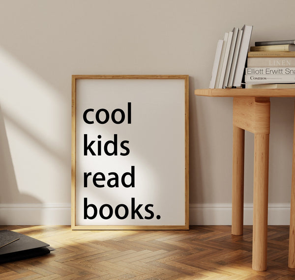 Cool Kids Read Books, Minimalist Wall Art, Reading Print, Book Lover Gift, Library Classroom Homeschool Wall Decor, Kids Reading Corner