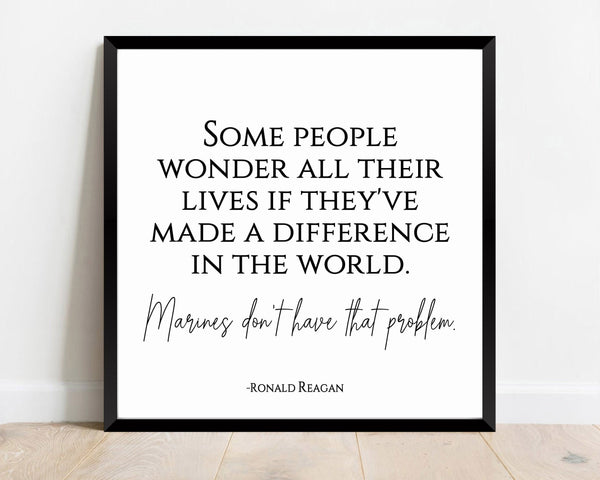 Marine Corps Wall Art, Ronald Reagan Quote, Military Decor, USMC Sign, Military Veteran Gifts, Military Retirement Gift, Patriotic Decor