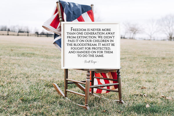Ronald Reagan Quote, Freedom Wall Art, Patriotic Decor, Military Gift, Military Retirement, Military Wall Art