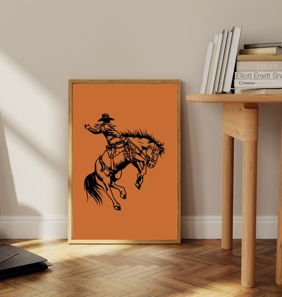 Bucking Cowboy Print, Pink Cowboy Wall Art, Trendy Western Aesthetic, Southern Poster, Modern Farmhouse Sign, Boys Room, Cowgirl Art
