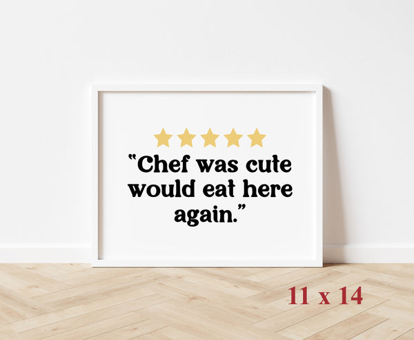 DIGITAL DOWNLOAD Kitchen Rating Sign, 5 Star Chef was cute, Would Eat Here Again, Aesthetic Kitchen Decor, Retro Wall Art, Funny Kitchen