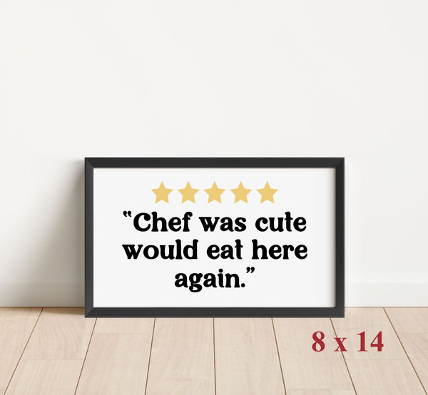 DIGITAL DOWNLOAD Kitchen Rating Sign, 5 Star Chef was cute, Would Eat Here Again, Aesthetic Kitchen Decor, Retro Wall Art, Funny Kitchen