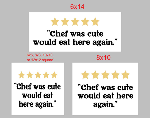 DIGITAL DOWNLOAD Kitchen Rating Sign, 5 Star Chef was cute, Would Eat Here Again, Aesthetic Kitchen Decor, Retro Wall Art, Funny Kitchen