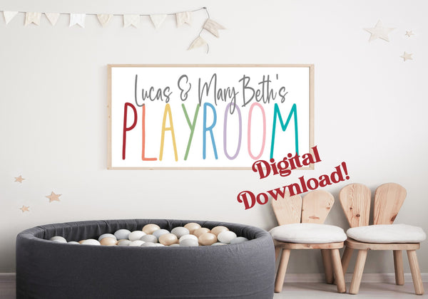 DIGITAL DOWNLOAD Personalized Playroom Sign, Custom Child's Name Sign, Girls Play room Decor, Boys Wall Art, Kids Name Play Art