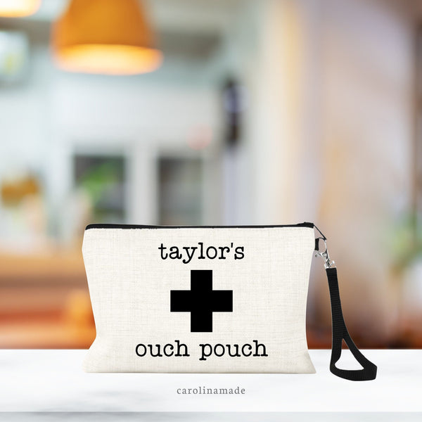 Personalized Ouch Pouch First Aid Bag, Travel Band-aid Kit, Diaper Bag Zippered Firstaid, New Mom Gift, Baby Shower Gift, Boo Boo Bag