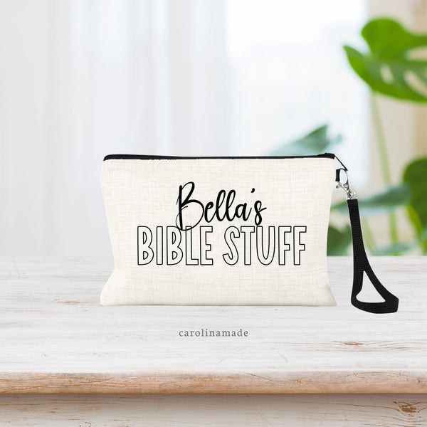 Personalized Bible Accessory Zippered Bag, Bible Stuff Pen Bag, Bible Study Pouch, Pencil Pouch, Bible Study Group Gifts, Church Sermon Bag