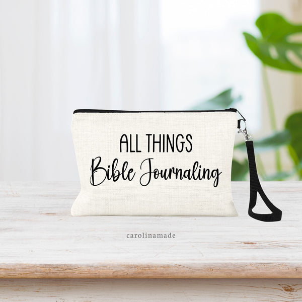 All Things Bible Journaling Zippered Bag, Bible Stuff Pen Bag, Bible Highlighter Pouch, Bible Study Group Gifts, Church Sermon Bag