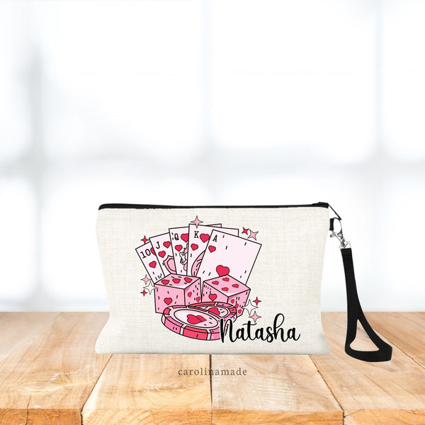 retro casino bag, queen of hearts, casino cash personalized bag