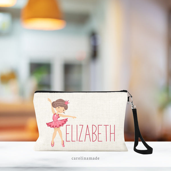 Personalized Dance Cosmetic Bag, Ballerina Makeup Bag, Dance Gift Ideas, Dance Team Wristlet, Gift for Girls, Custom Ballet Bag, Dancer Gift