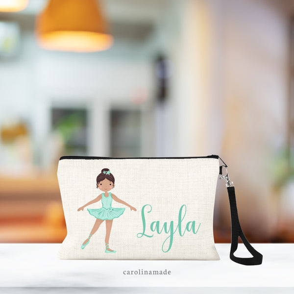 Personalized Ballerina Cosmetic Bag, Dance Makeup Bag, Dance Gift Ideas, Dance Team Wristlet, Gift for Girls, Custom Ballet Bag, Dancer Gift
