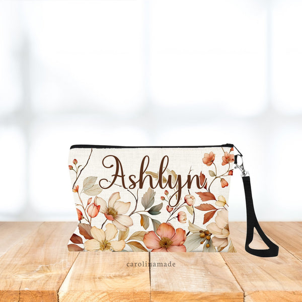 Cottagecore wildflowers makeup bag wristlet purse. Boho Flowers