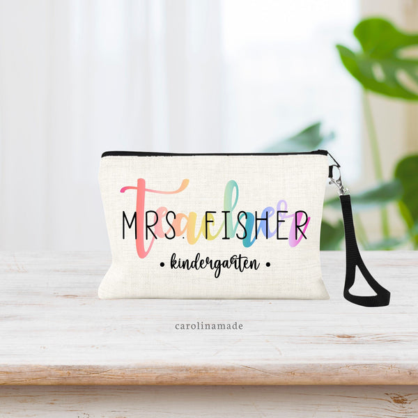 Teacher Gift, Personalized Teacher Makeup Bag, Teaching Gifts, Custom End of School Gift Idea, Teacher Appreciation Gift, Zipper Pouch