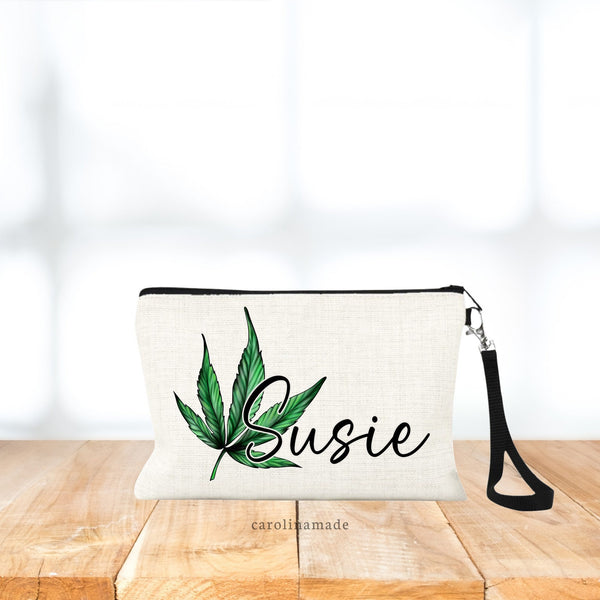 Personalized Name Weed Bag, Blunt Bag, Funny Make Up Bag, Zippered Pouch Stash Bag, Weed Friend Gift, Best Friend Gift, Weed Accessories