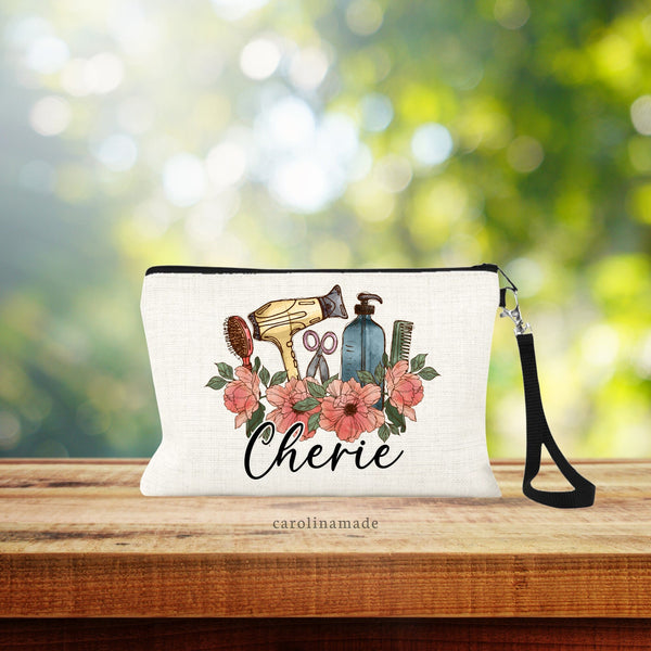 Personalized Hair Stylist Bag, Hair Stylist Gifts, Wristlet Zipper Pouch, Stylist Cosmetic Bag, Gift for Hair Dresser, Gift for her