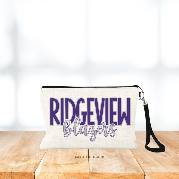 Custom School Mascot Design Bag, School Spirit Accessory, Personalized School Makeup Bag, High School Wristlet, College Mascot Bag, Cosmetic
