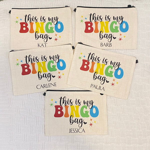 Personalized Bingo Bag, This is my Bingo Bag, Personalized Gift for Bingo Lover, Linen Wristlet, Gift for Bingo Player, Bingo Accessories