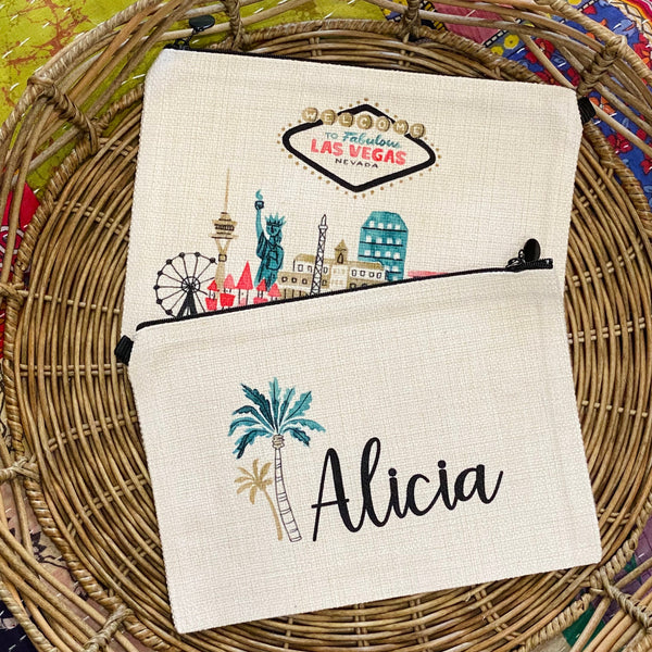 Personalized Las Vegas Bag, Las Vegas Girls Trip, Custom Name Vegas Zipper Pouch, Las Vegas Gift, Money Wristlet, Las Vegas Trip, Girls Trip