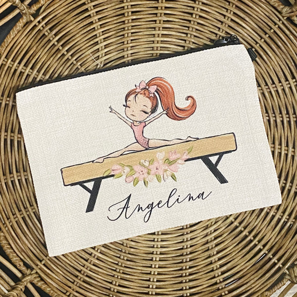Custom Gymnast Gift, Personalized Gymnastics Bag, Gymnast Makeup Bag, Gift for Gymnastics Team, Gift for Her, Gymnast Name Bag, Custom Girl