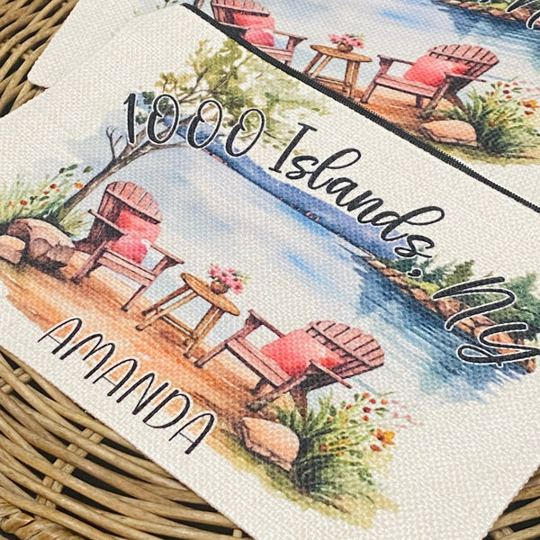 Lake Trip Bag, Personalized Girls Getaway Wristlet, Sister Trip, Friends Cabin Trip, Gifts for Best Friend Trip, Lake Gift, Destination Gift