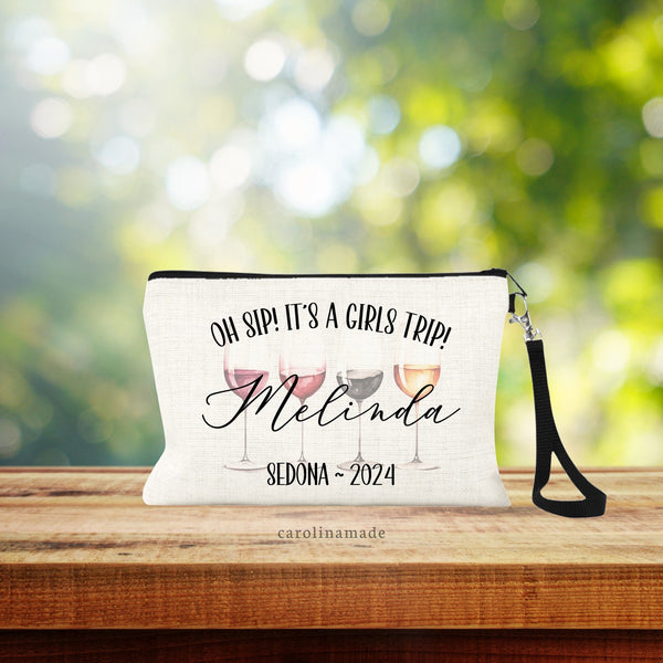Wine Trip Bag, Girls Winery Trip, Personalized Girls Weekend Bag, Oh Sip It's a girls Trip, Custom Winery Bag, Best Friend Wine Gifts