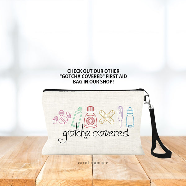 First Aid Bandage Bag, Zipper Pouch for Bandages, Cute First Aid Pouch, New Mom Diaper Bag Kit, Baby Shower Gift Basket Idea, Travel Bag