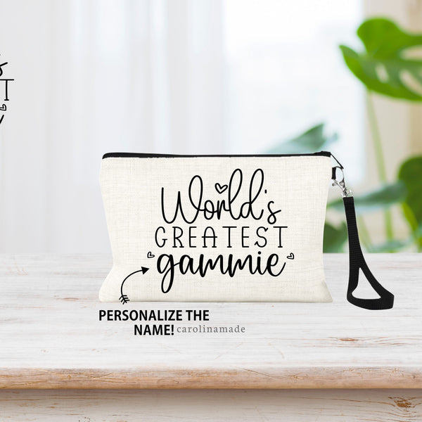 World's Greatest Mama, Personalized Mother's Day Gift, Gift for Mom, Gift for Grandma, Zipper Pouch Travel Bag, Grandparent's Day Gift Idea