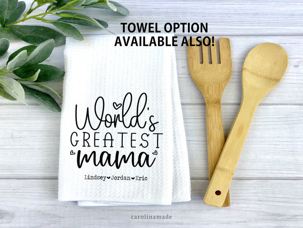 World's Greatest Mama, Personalized Mother's Day Gift, Gift for Mom, Gift for Grandma, Zipper Pouch Travel Bag, Grandparent's Day Gift Idea