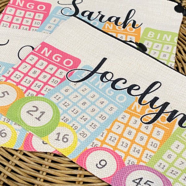 Personalized Bingo Bag, This is my Bingo Bag, Personalized Gift for Bingo Lover, Linen Wristlet, Gift for Bingo Player, Bingo Accessories