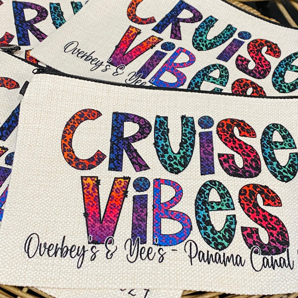 Cruise Vibes Personalized Bag, Cruise Travel Bag, Cruise Gift, Cruise Makeup Bag, Cruise Travel Bag, Cruise GIft Bag, Cruise Girls Trip