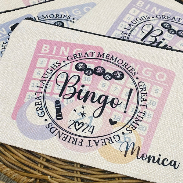 Personalized Bingo Bag, This is my Bingo Bag, Personalized Gift for Bingo Lover, Linen Wristlet, Gift for Bingo Player, Bingo Accessories