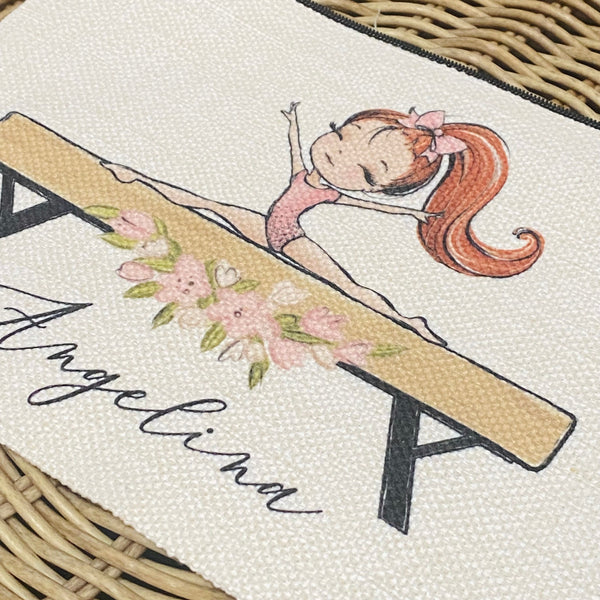 Custom Gymnast Gift, Personalized Gymnastics Bag, Gymnast Makeup Bag, Gift for Gymnastics Team, Gift for Her, Gymnast Name Bag, Custom Girl