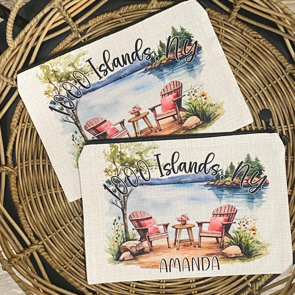 Lake Trip Bag, Personalized Girls Getaway Wristlet, Sister Trip, Friends Cabin Trip, Gifts for Best Friend Trip, Lake Gift, Destination Gift
