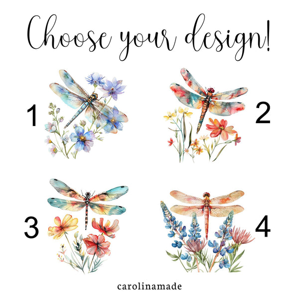 Personalized Dragonfly Makeup Bag, Floral Dragonfly Cosmetic Bag, Custom Dragonfly Zipper Pouch, Dragonfly Gift Ideas, Dragonfly Flowers