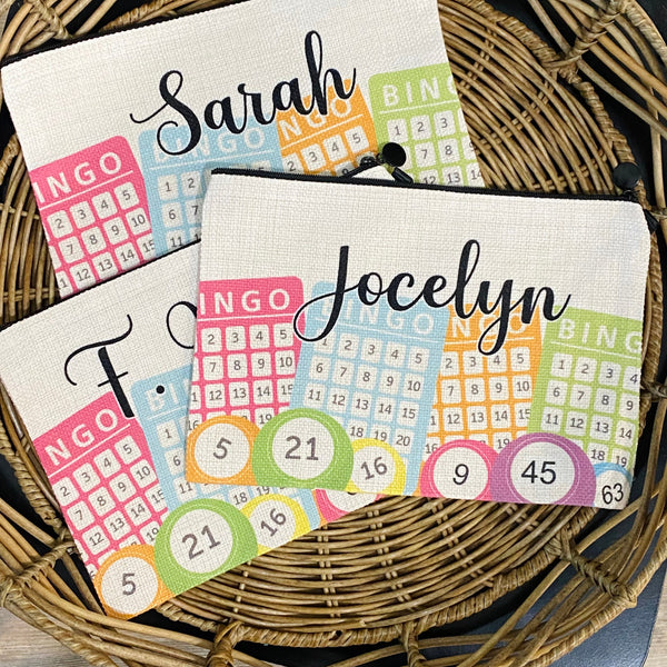 Personalized Bingo Bag, This is my Bingo Bag, Personalized Gift for Bingo Lover, Linen Wristlet, Gift for Bingo Player, Bingo Accessories